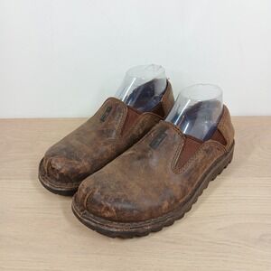 Mozo Slip On Shoes Mens 7 Brown Leather Distressed Lug Sole Work Casual